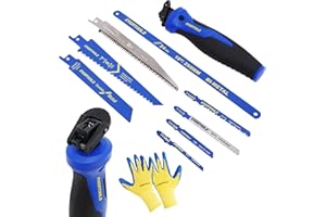 EVERTOOLS 8-in-1 Multi-Blade Hand Saw, Small Hacksaw, Long Handsaws, Jab Saw, Mini Blade Quick-Change Mechanism for Cutting Drywall, Sheetrock, Wood, Metal, Plastic and Plywood.