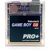 Game Boy GB Pro Plus 1000 In 1 Game Cartridge For Nintendo Gameboy - Transparent Clear, Includes Retrotech Printed Instructions
