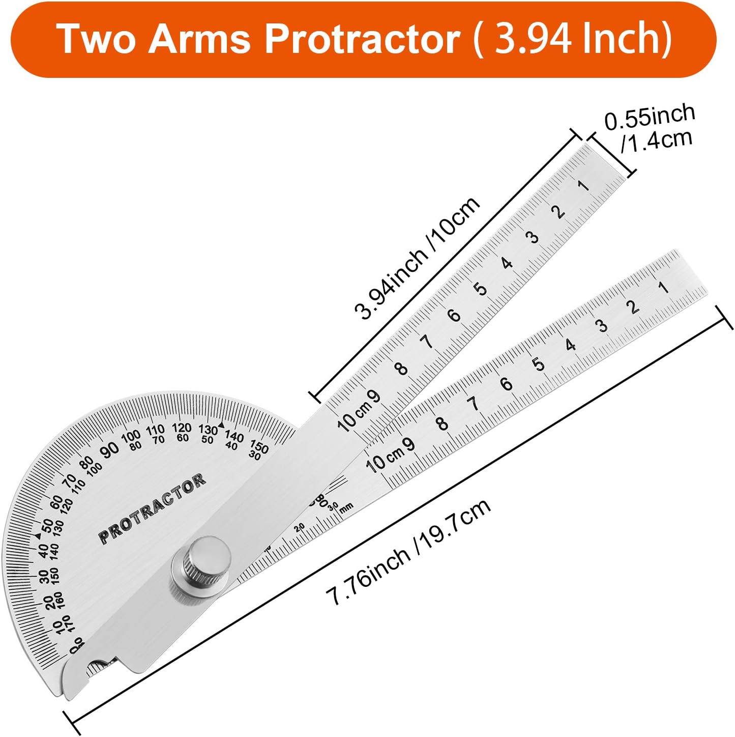Angle Protractor Angle Finder Ruler Two Arm Stainless Steel Protractor