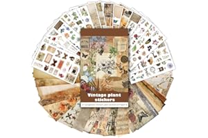 RISYPISY 38 Sheets Vintage Scrapbooking Supplies,Translucent & Opaque Sticker for Stationery, Envelopes, Art, Ephemeral Projects, Flower Theme