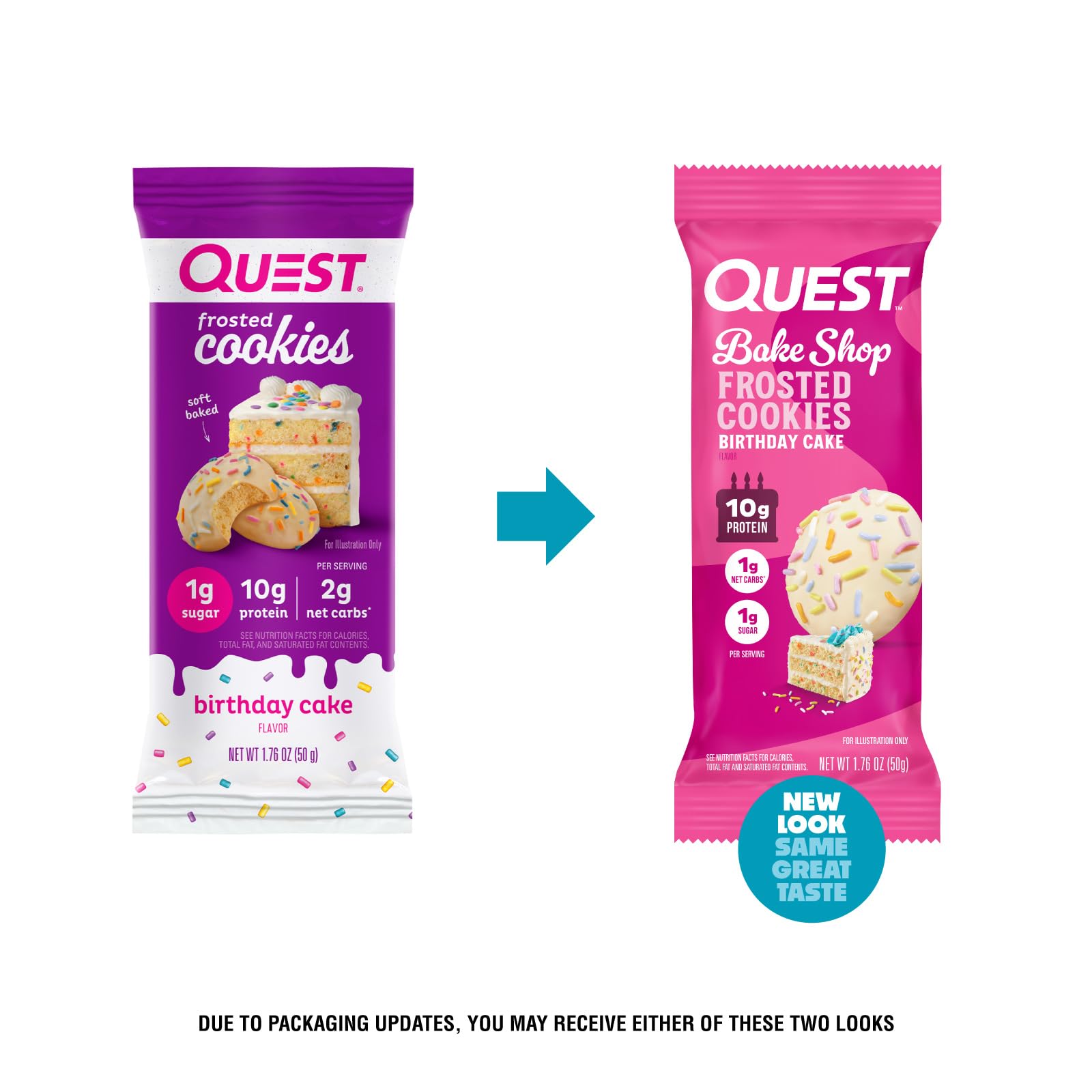 Quest Nutrition Frosted Cookies Twin Pack, Birthday Cake, 1g Sugar, 10g Protein, 2g Net Carbs, Gluten Free, 8 Count(Pack of 1)