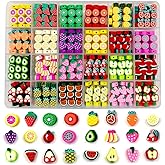 480PCS Fruit Polymer Clay Beads for Bracelet Earring Jewelry Making, Mixed Clay Spacer Beads Charms for DIY Art Craft Gifts (Fruit)