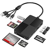 8-in-1 Memory Card Reader with 3 USB Ports, Lightning/USB-C/USB-A Adapter for iPhone/Android/PC/Mac, Supports SD/TF/MS/CF/XD Card &amp; OTG for Photo/Video Transfer