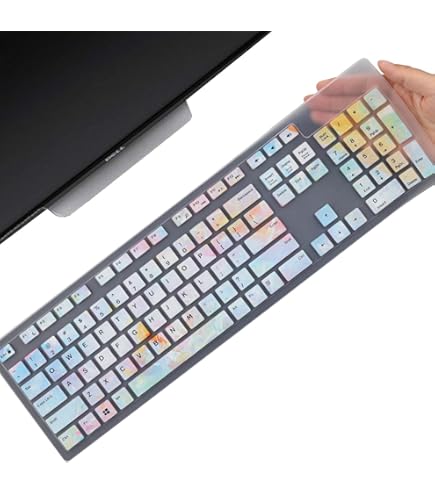 Colorful Keyboard Cover For Dell KM636 Wireless Keyboard & Dell KB216 Wired/Dell Optiplex 5250 3050 3240 5460 7450 7050/Dell Inspiron AIO 3475/3670/3477 All-in One Desktop Keyboard Skin, Rainbow