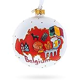 Belgium Landmarks and Symbols Glass Ball Christmas Ornament 4 Inches