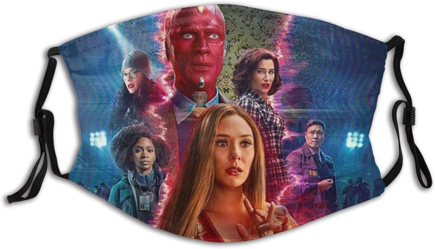 Wandavision Máscara bucal para adultos con máscara facial ajustable lavable reutilizable