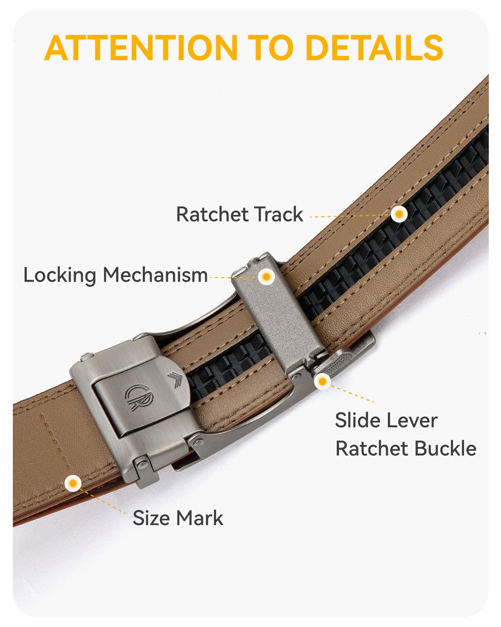 CHAOREN Mens Belt - Mens Ratchet Belt Leather 1 3/8