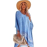Moss Rose Women's Swimsuit Cover up Beach Kaftan for Bathing Suit with Floral Pattern
