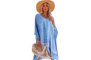 Moss Rose Women's Swimsuit Cover up Beach Kaftan for Bathing Suit with Floral Pattern