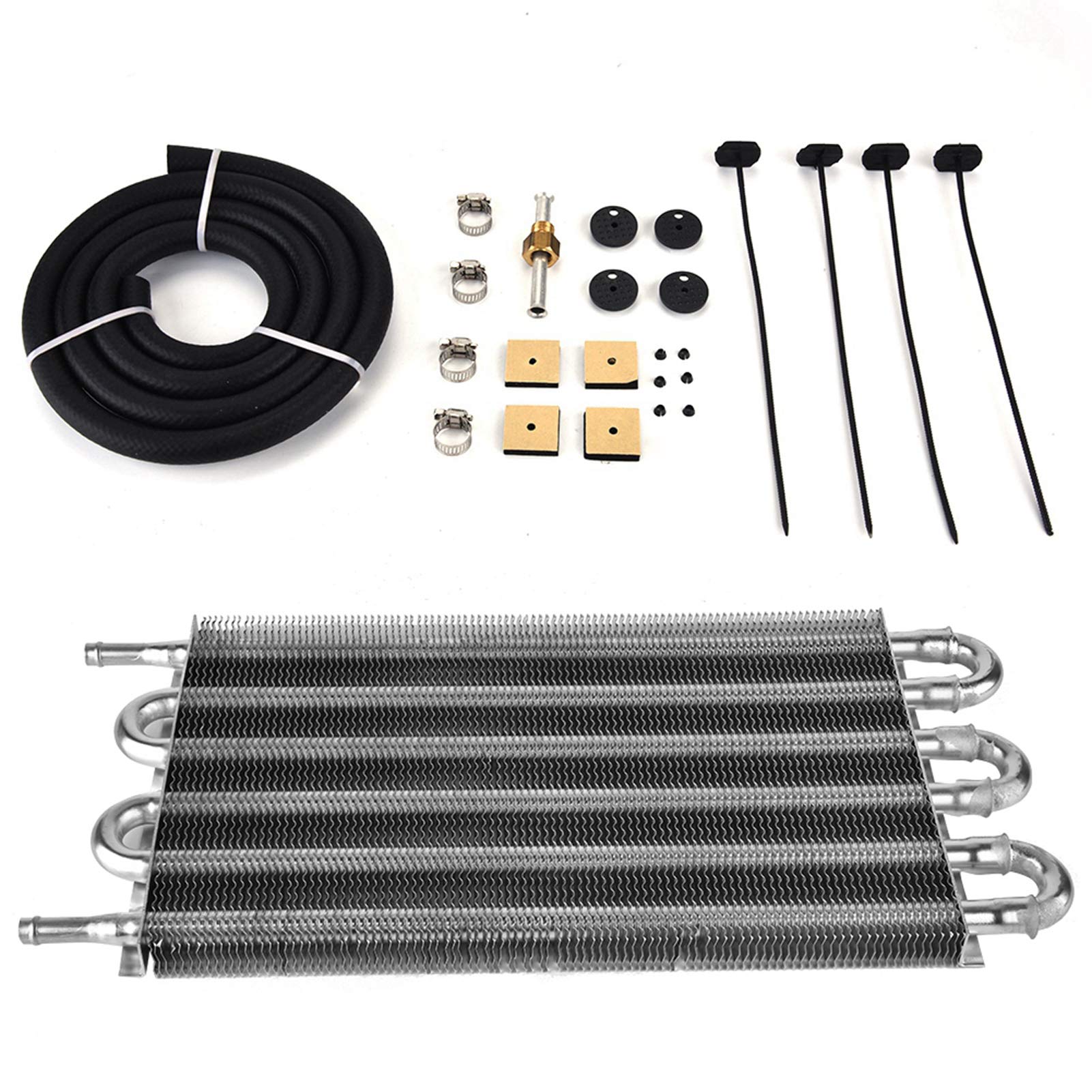 Car 6 Row Remote Transmission Oil Cooler Kit Auto Manual Radiator Converter Universal Fit High Performance Aluminum Alloy Oil Cooler for Enhanced Engine Cooling and Durability