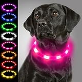 Joytale Light Up Dog Collar Rechargeable LED Night Safety Pink