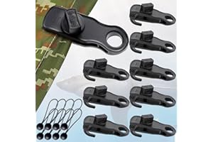 OPPKEPT Tarp Clips Clamps Heavy Duty Lock Grip with Bungee Cords, Shark Shade Cloth Backdrop Tent Large Clip with Hook Accessories for Garden Outdoor Pool Cover Tarp Tie Downs Canvas Solar RV Awning