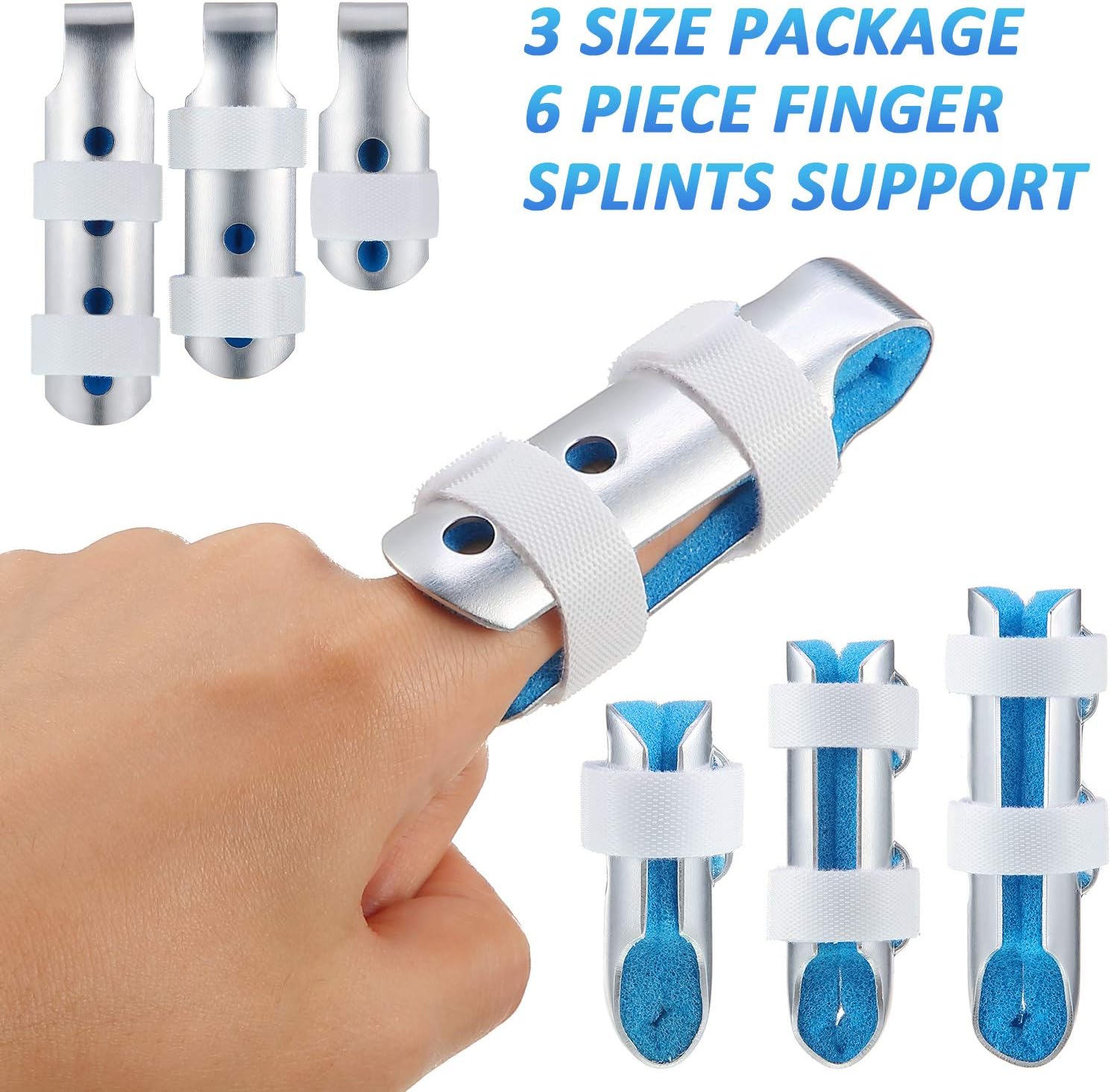 6 Pieces Finger Splints Metal Finger Support Finger Stabilizer for Adults and Children Finger Knuckle Joint Fixation, 3 Sizes: Health & Personal Care