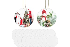 GUYUEWEY 20pcs Metal Sublimation Ornament Blanks,Christmas Ornaments for Christmas Tree Decor,Sublimation Round Blanks Bulk for Heat Press Printing,DIY Handmade Crafts Double Sided Sublimation Ornaments (20)