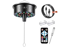 Disco Ball Motor with Remote &Disco Lights-30 Bright RGB LEDs, 0-15RPM Adjustable Speed Rotating Disco Ball Spinner, Support 