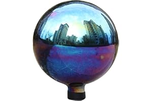 VOREEN 10-Inch Glass Gazing Ball, Outdoor Gazing Globe, Reflective Ball Yard Decoration for Homes, Patio, Lawn and Gardens, Easter Gifts for Mom Grandma Father Friends