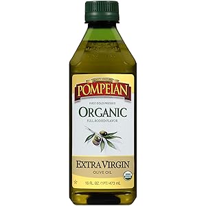 Pompeian USDA Organic Extra Virgin Olive Oil, First Cold Pressed, Full-Bodied Flavor, Perfect for Vinaigrettes and Marinades, Naturally Gluten Free, Non-Allergenic, Non-GMO, 16 FL. OZ., Single Bottle