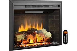 LEGEND FLAME LegendFlame Carl 28" W Electric Fireplace Insert (EF262), Fireplace Heater 750/1500W, Fire Crackling Sound, Remote Control