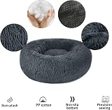 Nepfaivy Calming Donut Dog Cat Bed 15.75in Dark Grey Non-Slip Washable view 2