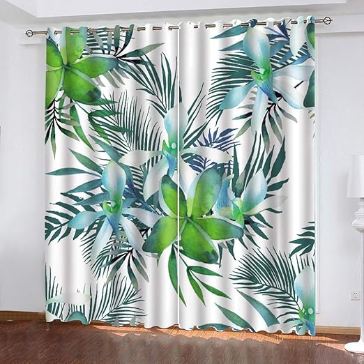 Amazon Com Leaves Fabric Shower Curtain 2 Panels Nordic Plant