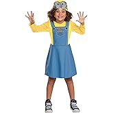 Bob Minion Girl Costume for Kids, Official Minion Outfit with Goggles and Hat
