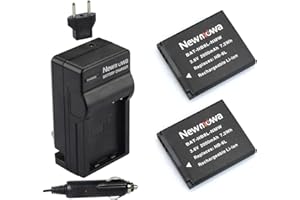 Newmowa NB-8L Replacement Battery (2-Pack) and Charger Kit for NB-8L,CB-2LA and PowerShot A2200, A3000 is, A3100 is, A3200 is, A3300 is
