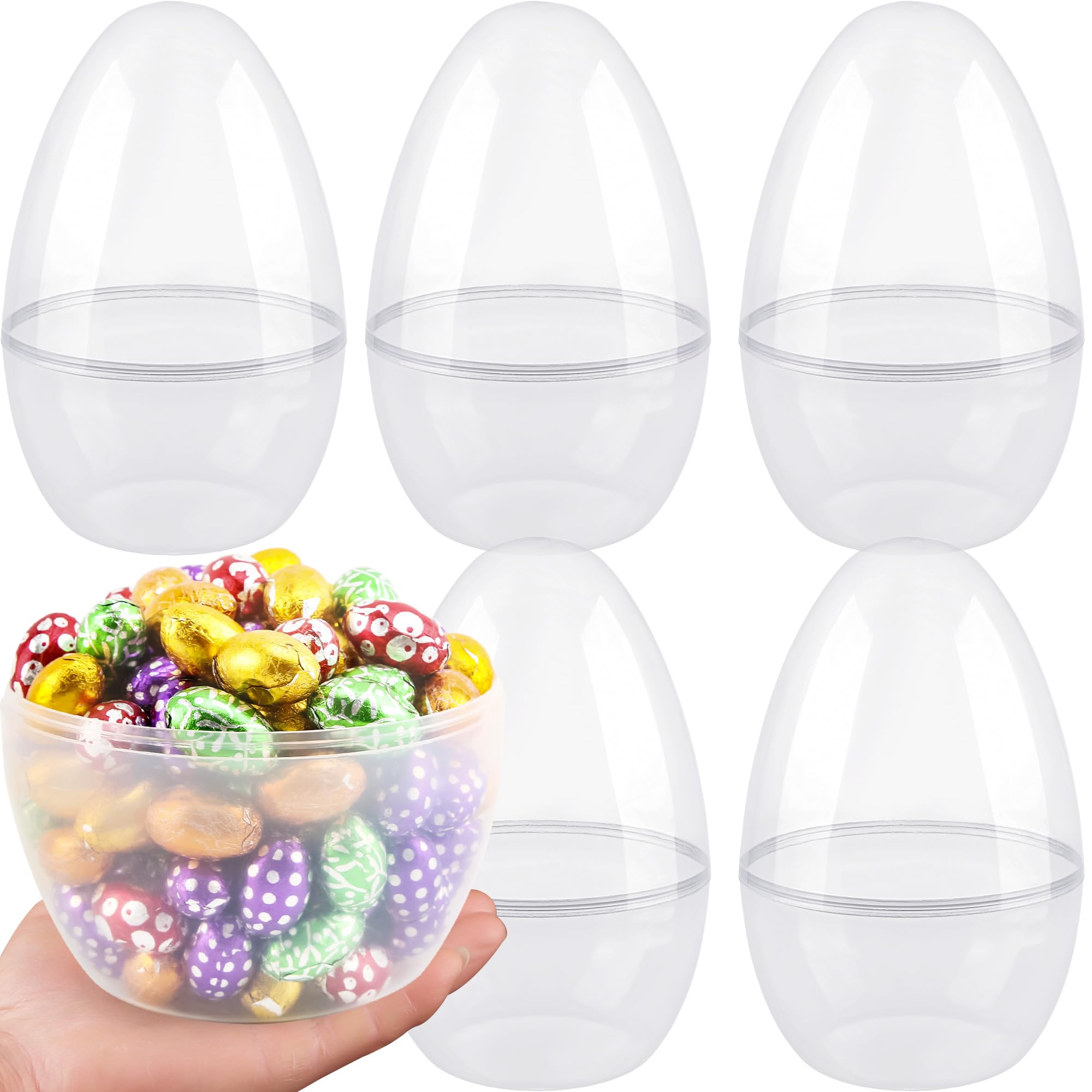 Photo 1 of 12 Inch/ 10 Inch/ 8 Inch Giant Clear Easter Eggs Fillable 4/5/ 6/7/ 8/10/ 12 Pcs Jumbo Plastic Easter Eggs Large Clear Easter Egg Empty for Adult Kids Easter Party