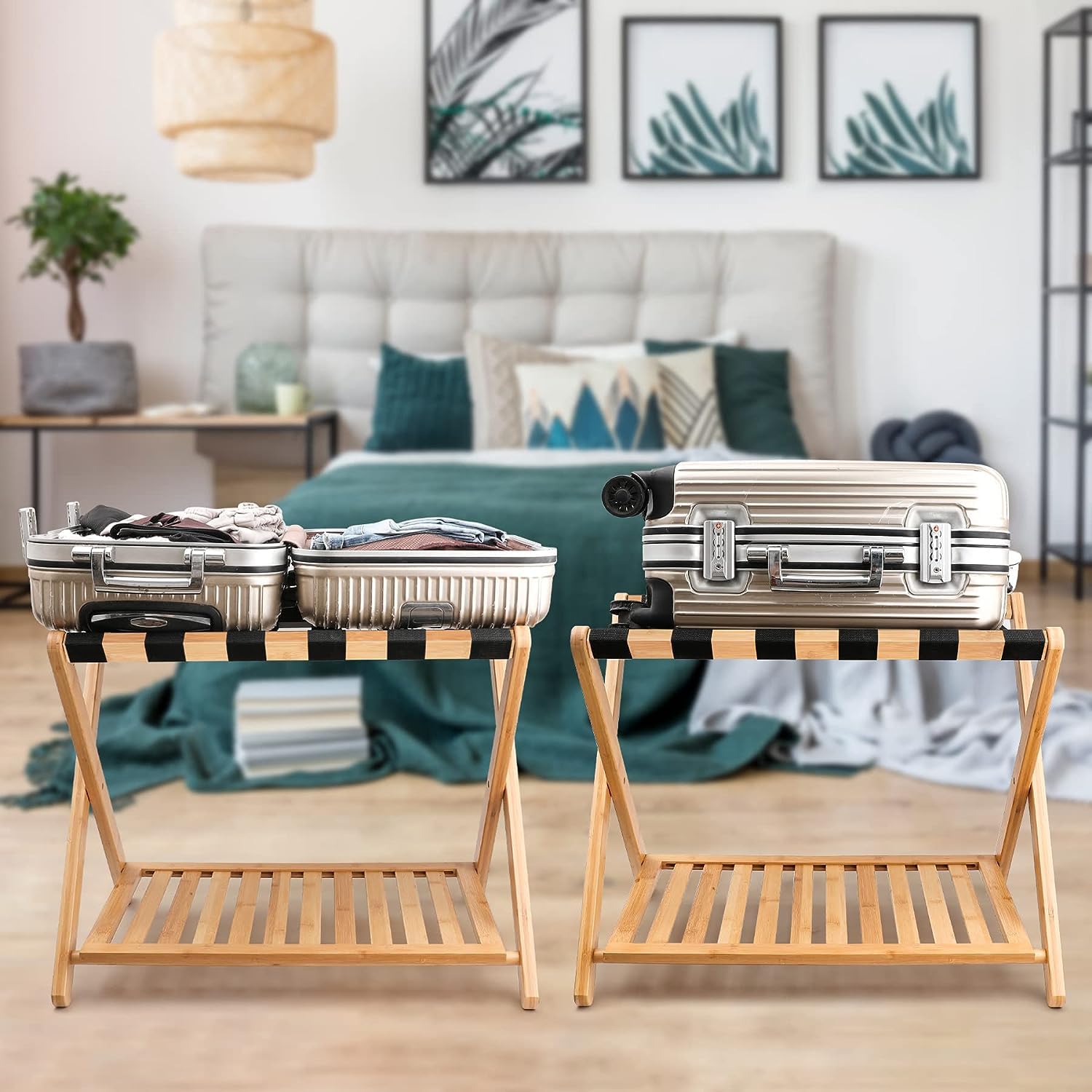 Guest Storage Rack Mua Luggage Rack for Guest Room Set of 2, Suitcase Stand with Storage ...