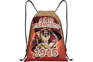 MAUPIVAE San Francisco Football Drawstring Backpack, Football Style Gym Sports Bag for Men, Red Adult Hiking Travel Bag