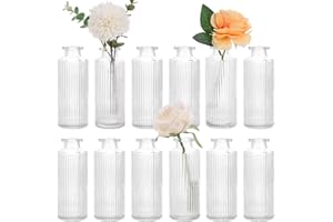 Small Bud Vases Set of 12, Glass Bud Vase in Bulk, Mini Flower Vase for Centerpiece, Vintage Decorative Vase for Flowers, Wed