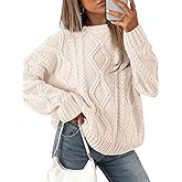 ATHMILE Oversized Cable Knit Sweaters for Women Fall Fashion Outfits Long Sleeve Loose Crewneck Winter Clothes 2025