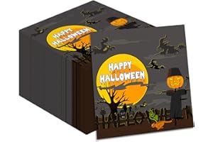 WUHUZSM Halloween Napkins Spooky Halloween Decorations 48pcs Happy Halloween Paper Hand Towels Pumpkin Horror House Paper Napkins for Halloween Party Supplies 6.5 x 6.5 Inch