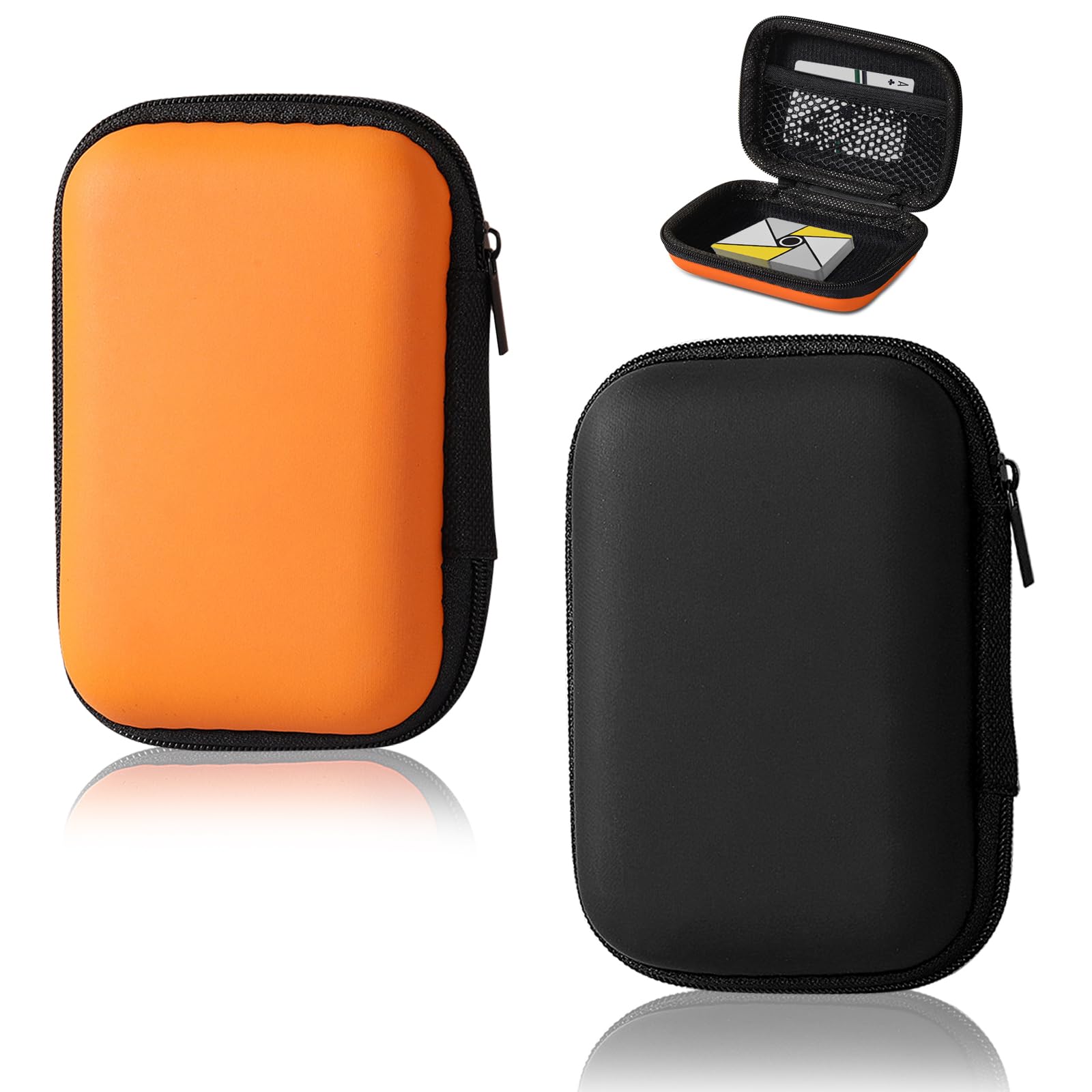 JSUOEO Playing Card Case, 2 Pcs Waterproof Uno Card Game Case Practical Portable Playing Card Holder Box for Storage Camping(Orange and Black)
