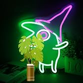 ASDGGBL Cartoon Green Alien Neon Sign for Bedroom Anime Game Room Man Cave | USB powered dimmable green cartoon elf neon purple hat design cute weird anime character decor indoor aesthetic decoration