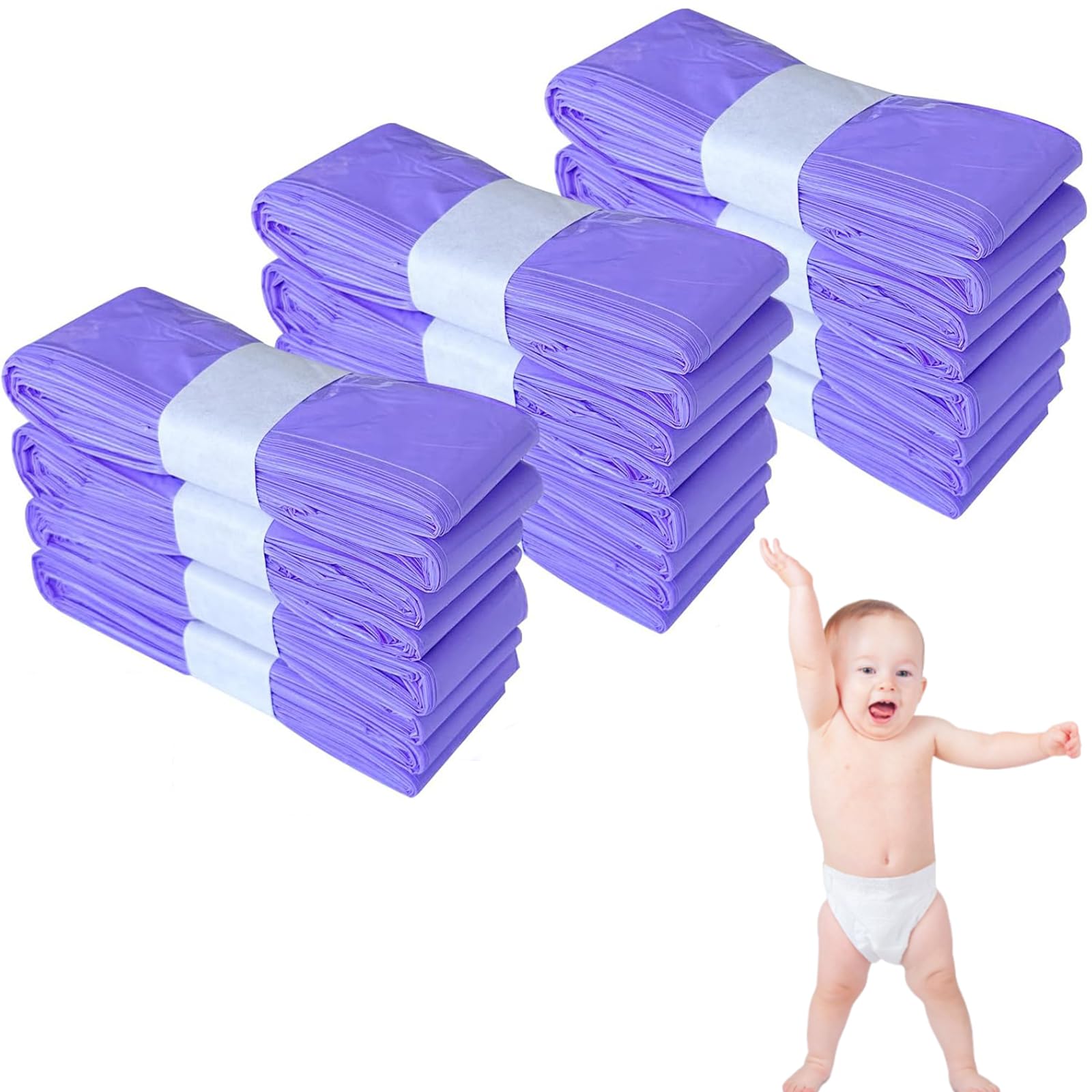 12 PCS Nappy Bin Refills Diaper Trash Bags Odor Control Nappy Bin Light Purple Nappy Bin Refills 4.5M Odor Proof Leak Proof Sustainable Travel Garbage Bag Diaper Nappy Bags