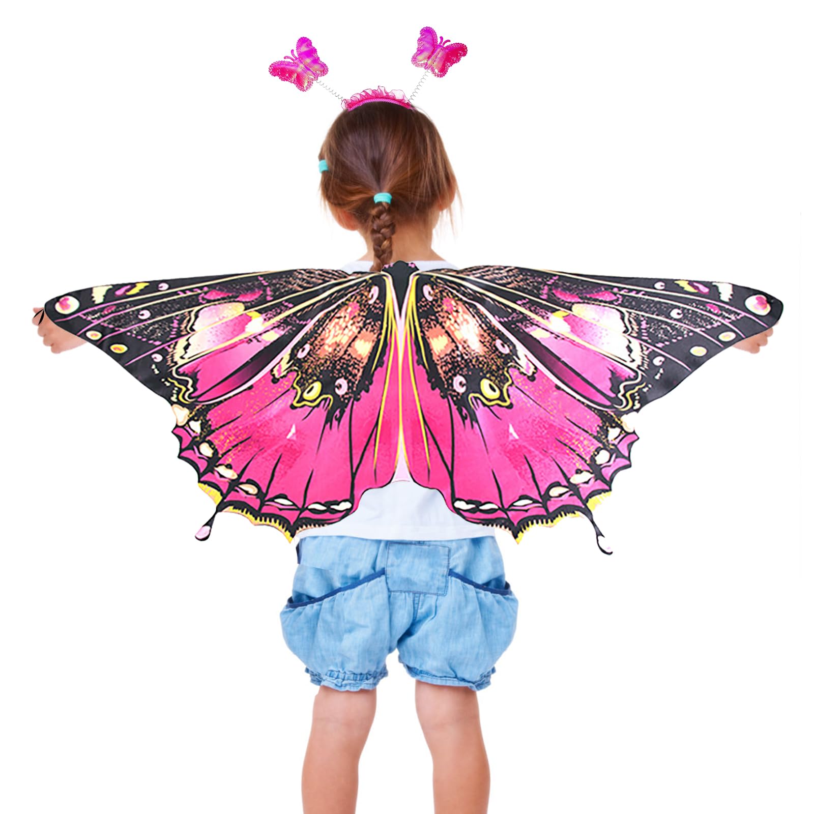 AffeGifts Children's Butterfly Wings, Children's Butterfly Cape with Hood Fairy Wings Butterfly Wings Fancy Dress Party Play 3-6 Years — image 1