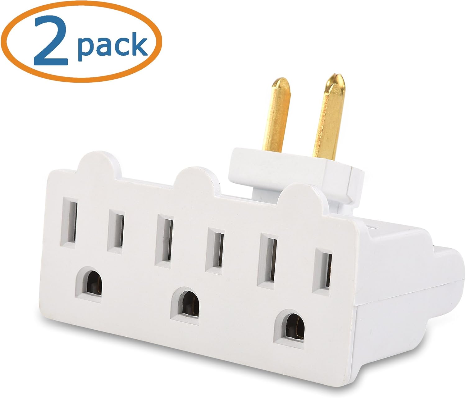 Cable Matters 2-Pack 3-Outlet Grounded 180 Degree Swivel Wall Tap - - 