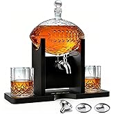 Football Whiskey Decanter Set for Men, Football Gifts for Men, 47oz Liquor Decanter Set with 2 Glasses + 2 Footballs Chillers, Gifts for Dad Husband Boyfriend Coach, for Liquor Bourbon Scotch Vodka