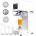 Fully Automatic Can Sealer Machine, 140W Commercial Automatic Cup Sealing Machine, Glass Plastic Tin Can Cup Can Sealer with Counter, Dia. 2.17”, Height 3.62” & 4.53” & 4.8” & 6.61”, 110V