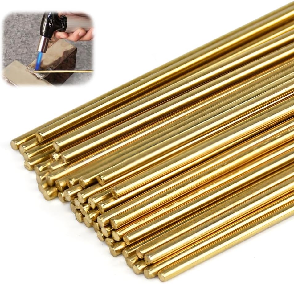 KITERI 50 Pcs 2mm x 250mm Brass Welding Rods Copper Brazing Solder Wire