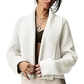Yimoon Women's Cropped Cardigan Sweater Oversized Lapel Chunky Knit Coatigan Long Sleeve Open Front Sweater