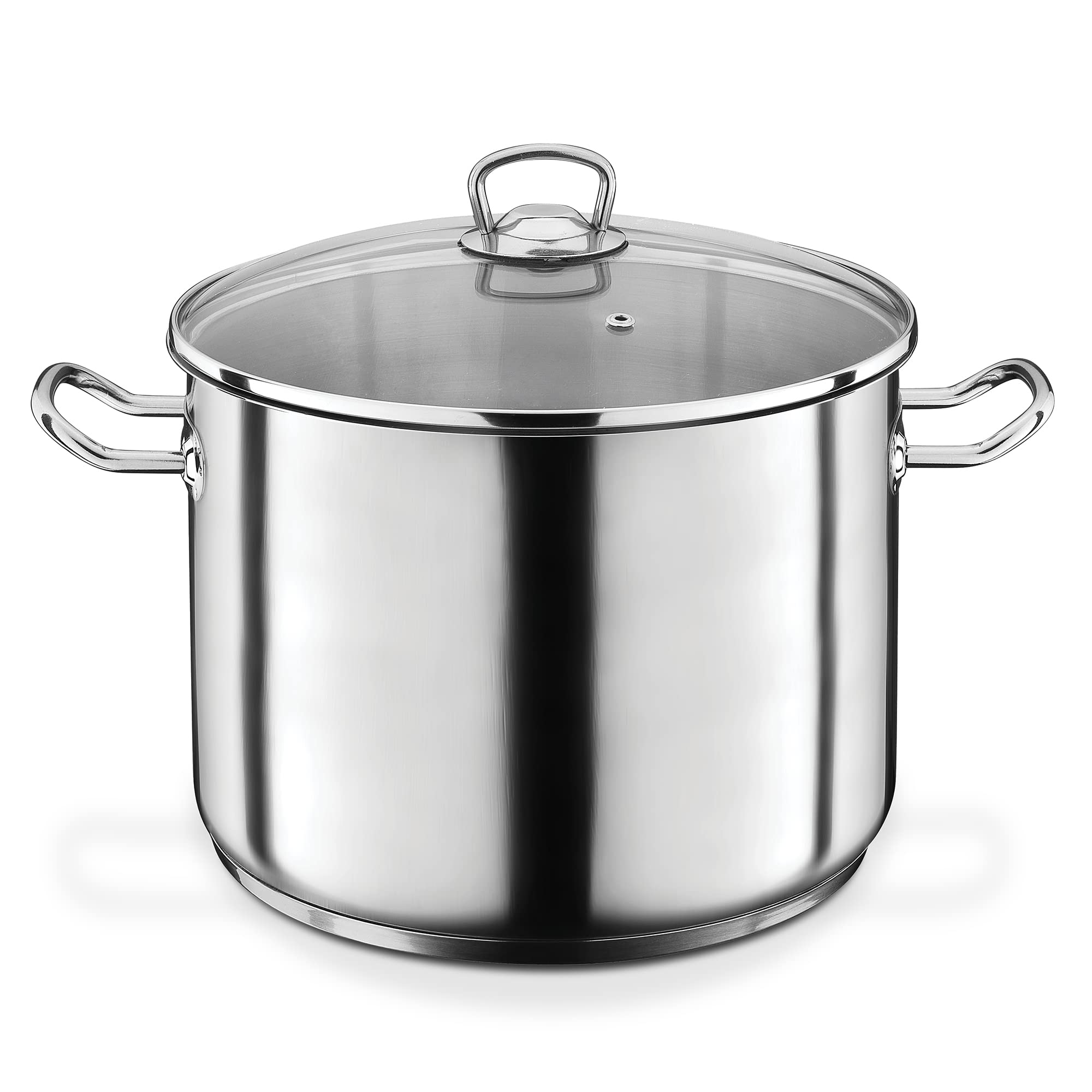 GSW Stahlwaren GmbH Jumbo Cooking Pot, Silver/Clear, 28 x 19 cm, 12 Litre