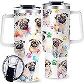 OneGemn Pug Gifts for Pug Lovers,40oz Travel Tumbler Gifts for Women - Pugs Mom Gift for Dog Lovers for Mothers Day, Pugs Dog Gift for Her Birthday, Christmas Thank you Present