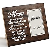Oqtumes Mom Gift From Daughter Son, Meaningfu Gift for Mom, Appreciation Thank You Gifts for Mom, Rustic Mom Wood Picture Frame 8 x 10 Inches, Wall Mount and Tabletop - 4 x 6 Inch Photo