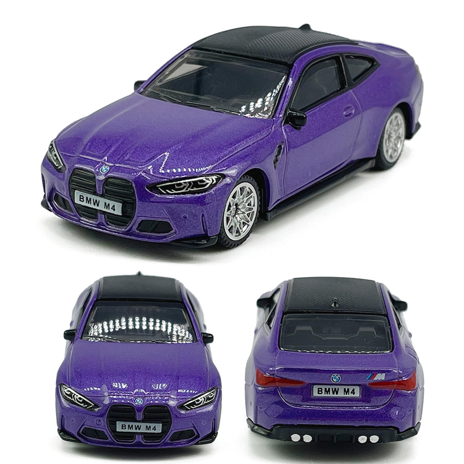 Photo 1 of 1:64 Scale 2022 M4 G82 Model Car Sports Diecast Toy Cars Metal Alloy Children’s Die-cast Vehicles, Collection for Men, Toys for Boys Kids Gifts, Cake Topper, Purple