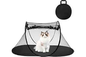 EPINOVO Cat Tent Outdoor, Portable Outdoor Cat Enclosures Suitable for Bearded Dragon, Dogs and Small Animals, Foldable Pet Tent with Carry Bag (Black)