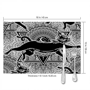 Black cat Jumping on Animals Alchemy Washable Placemats ...