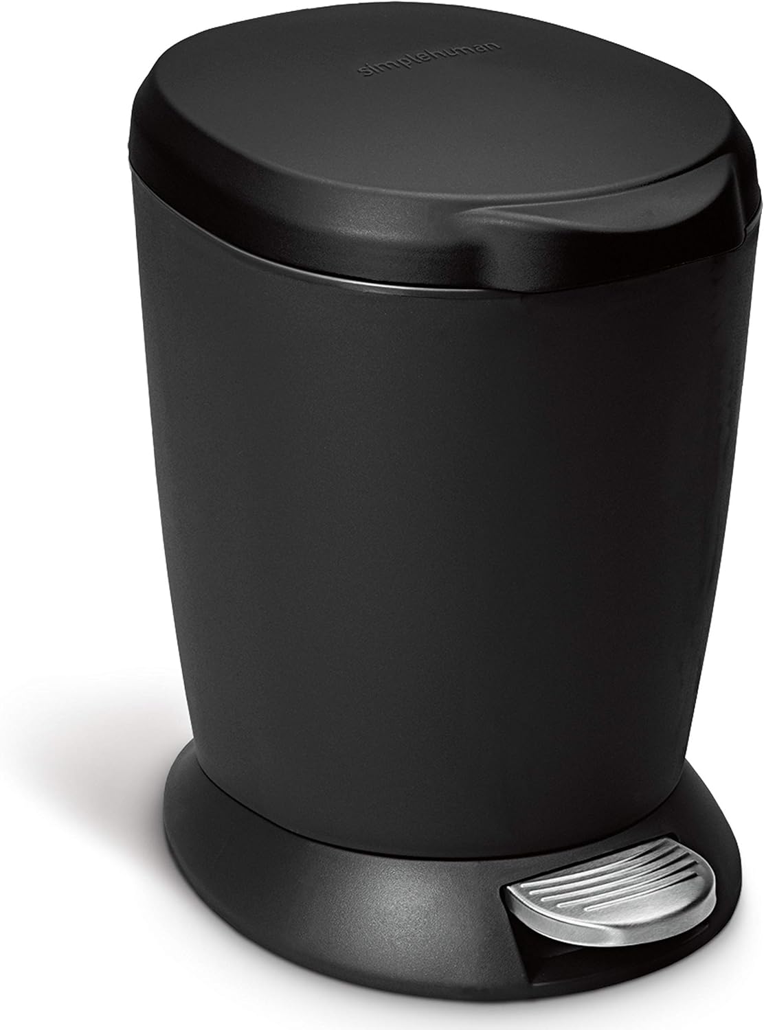 simplehuman 6 Liter / 1.6 Gallon Compact Plastic Round Bathroom Step Trash Can, Black Plastic: Home & Kitchen