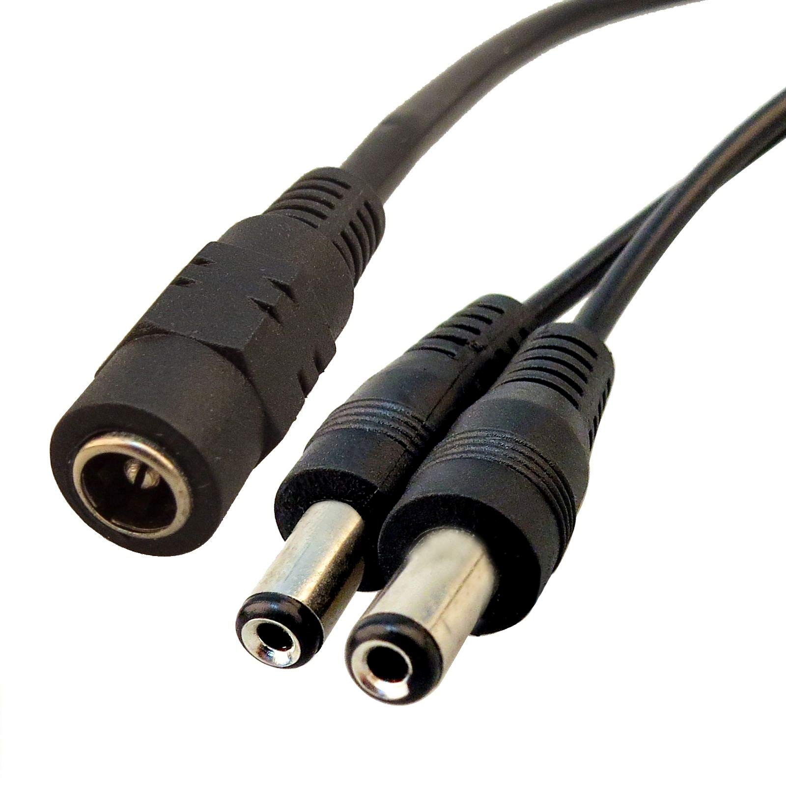 Viewi Satellites 1 to 2 DC Power Splitter Cable 5.5 x 2.1mm DC Power Plug to Socket CCTV Extension Lead