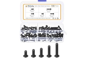 DTGN 100Pcs M4-0.7x8/10/12/16/20mm Button Head Socket Cap Screws - Carbon Steel Bolt Set Assortment Kit - Good for Road Bicyc